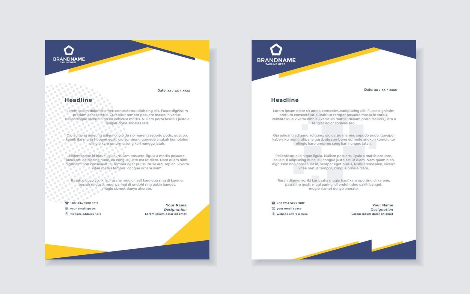 set of modern letterhead template for stationery design all business company. vector format editable A4. for download.