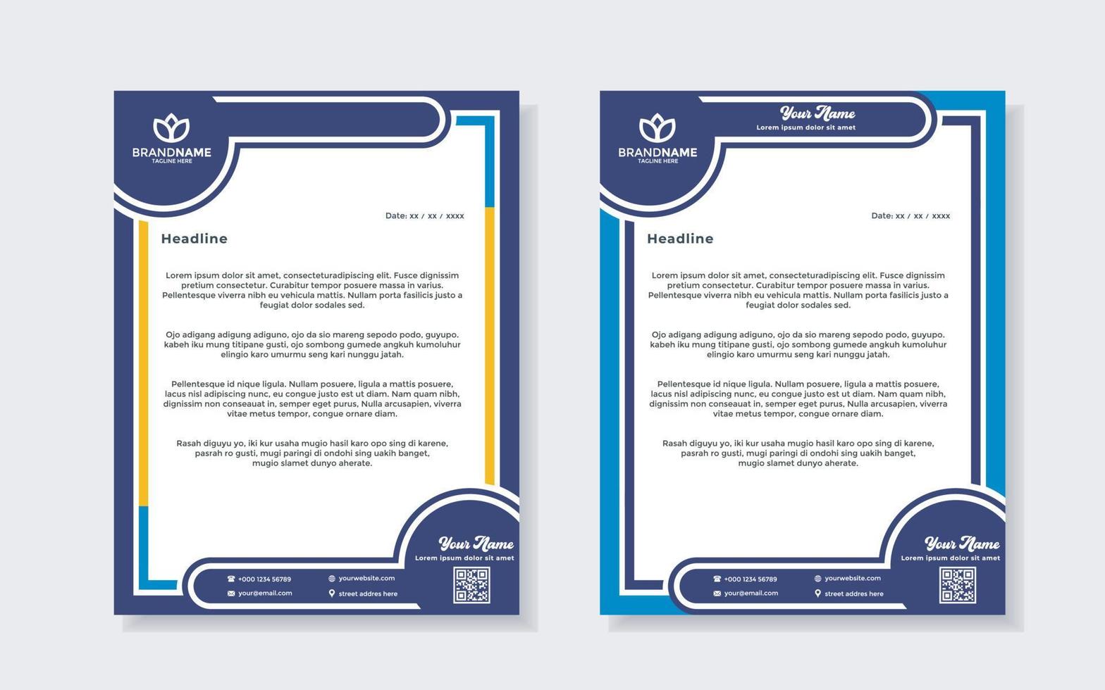 modern letterhead template for stationery design all business company. vector format editable A4. for download.