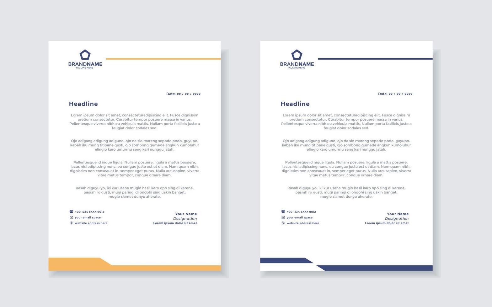 set of modern letterhead template for stationery design all business company. vector format editable A4. for download.