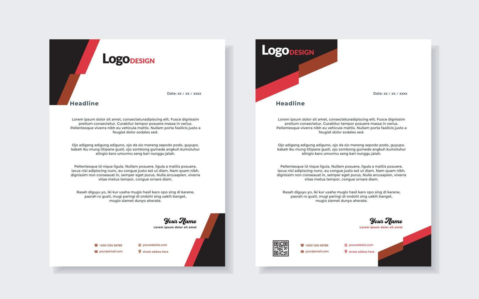 set of modern letterhead template for stationery design all business corporate company. vector format editable A4. for download.