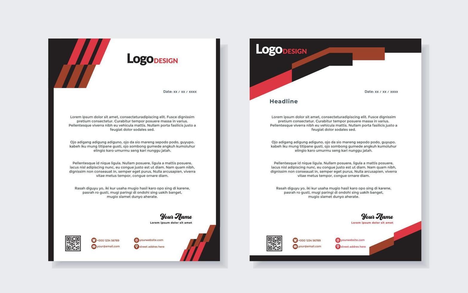 set of modern letterhead template for stationery design all business corporate company. vector format editable A4. for download.