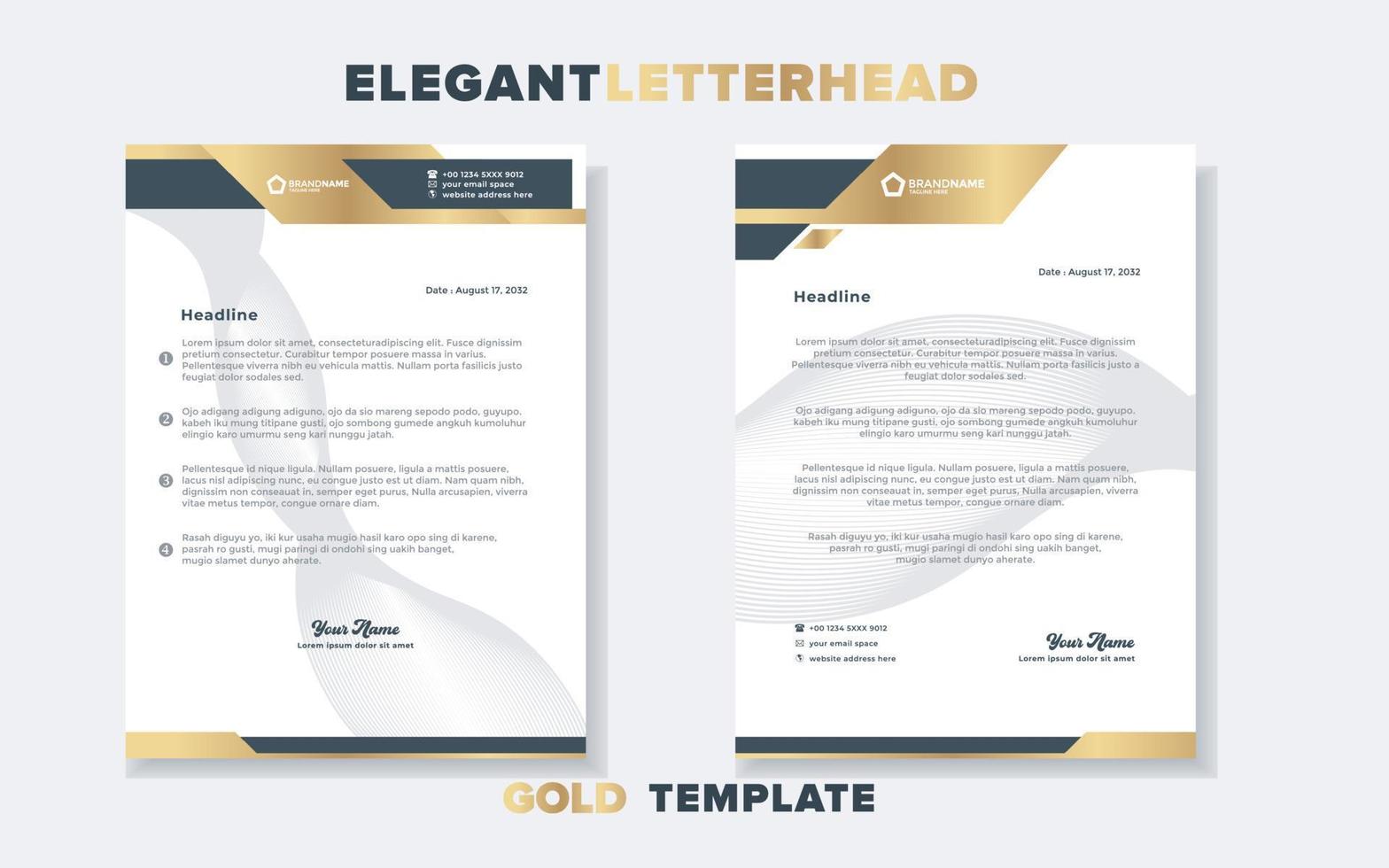 modern luxury golden letterhead design template for stationary for business corporation editable format eps10 vector