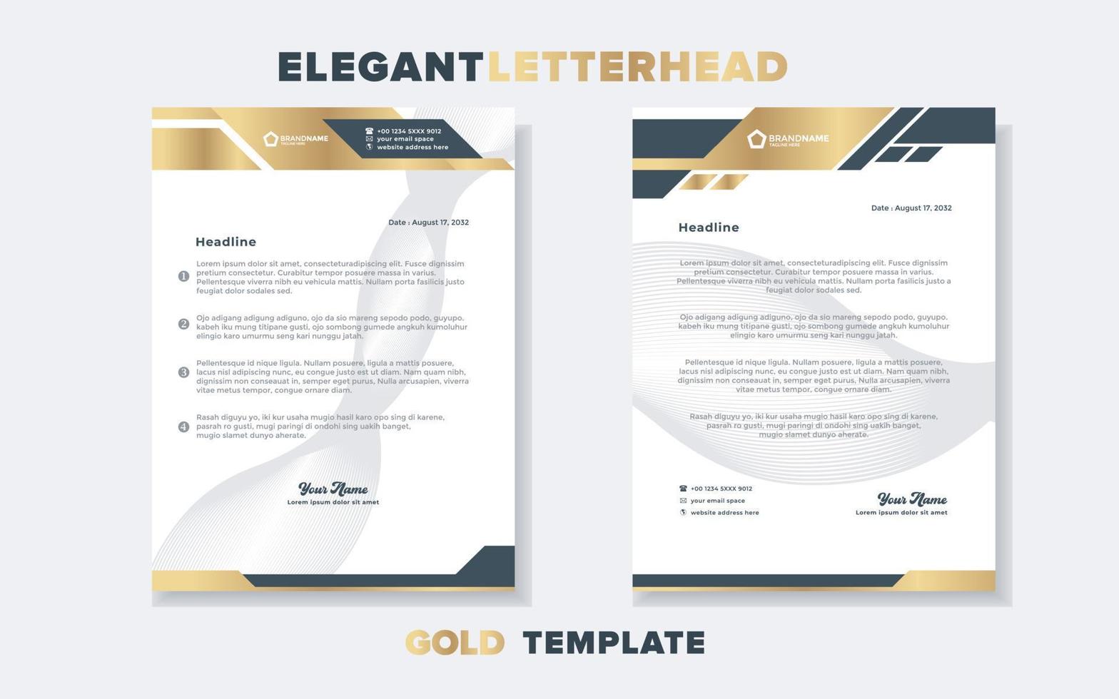 modern luxury golden letterhead design template for stationary for business corporation editable format eps10 vector