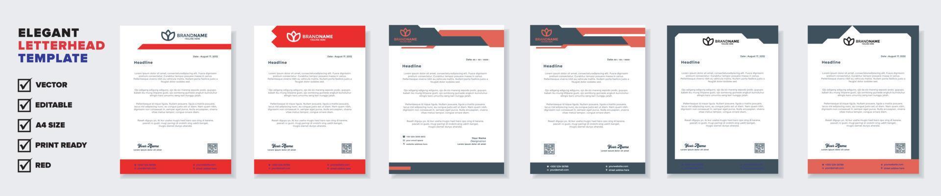 set of modern letterhead template for stationery design all business corporate company. vector format editable A4. for download.