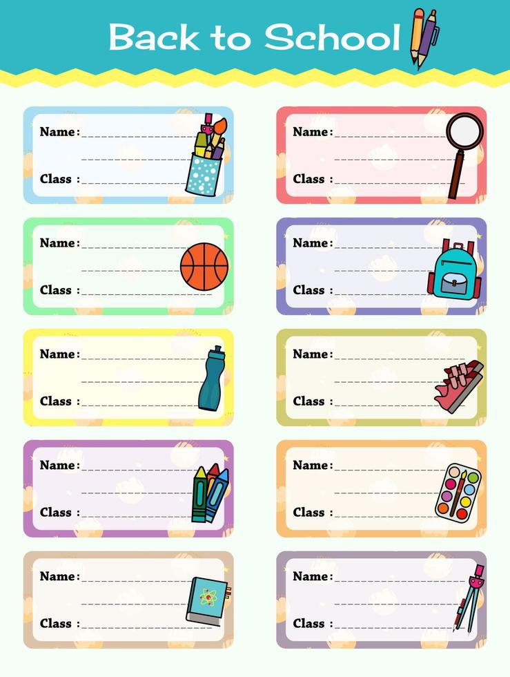 Notebook Labels Vector Template Design School Book Labels Template Notebook Labels Vector Template Design School Book Labels Template