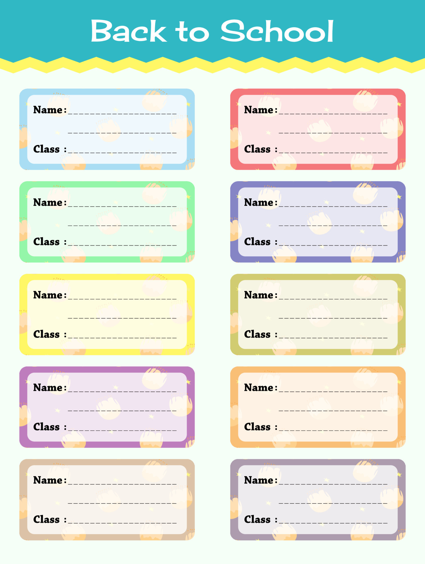 Editable Free Printable Name Labels For School Books