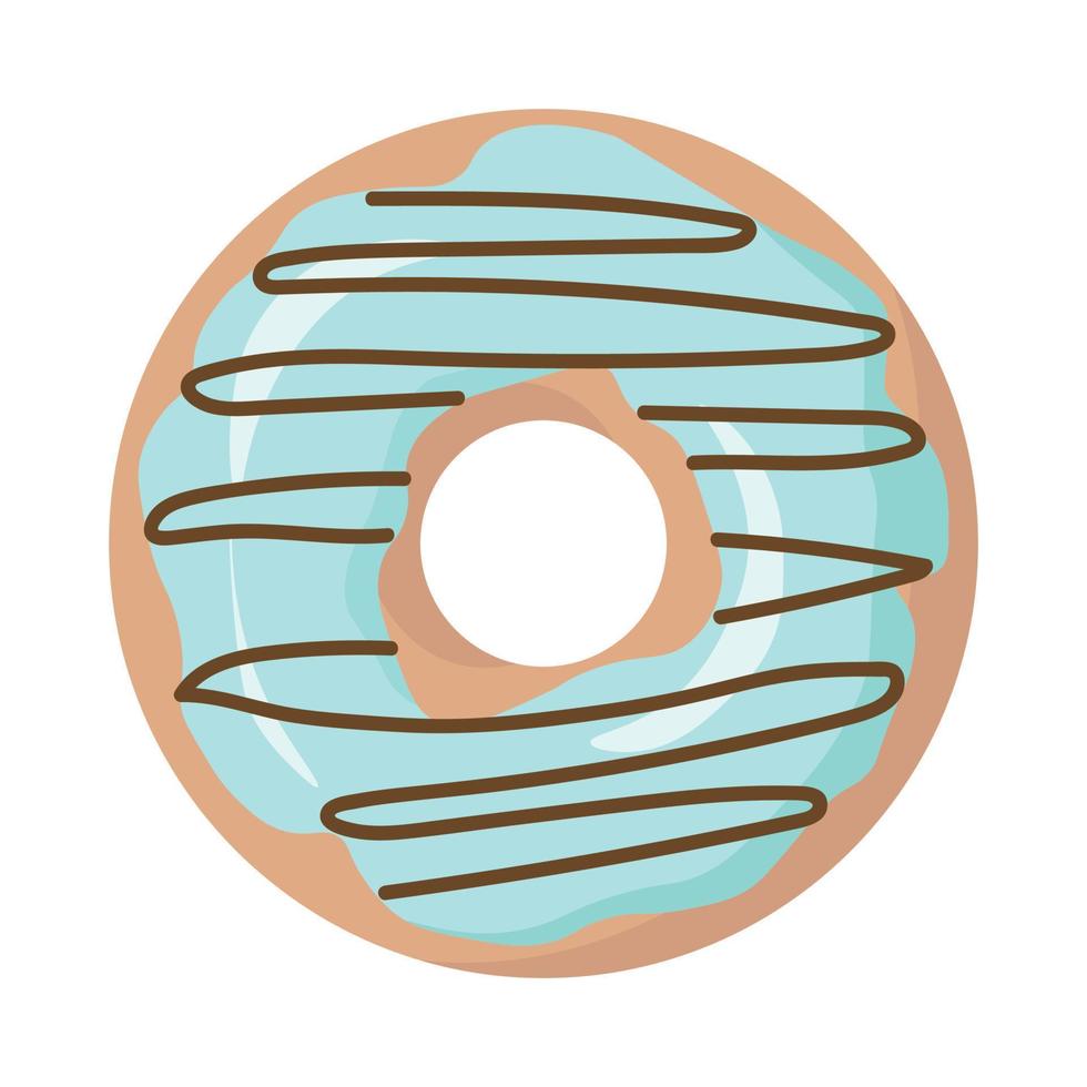 lindos donuts con glaseado de colores y polvo blanco. vector