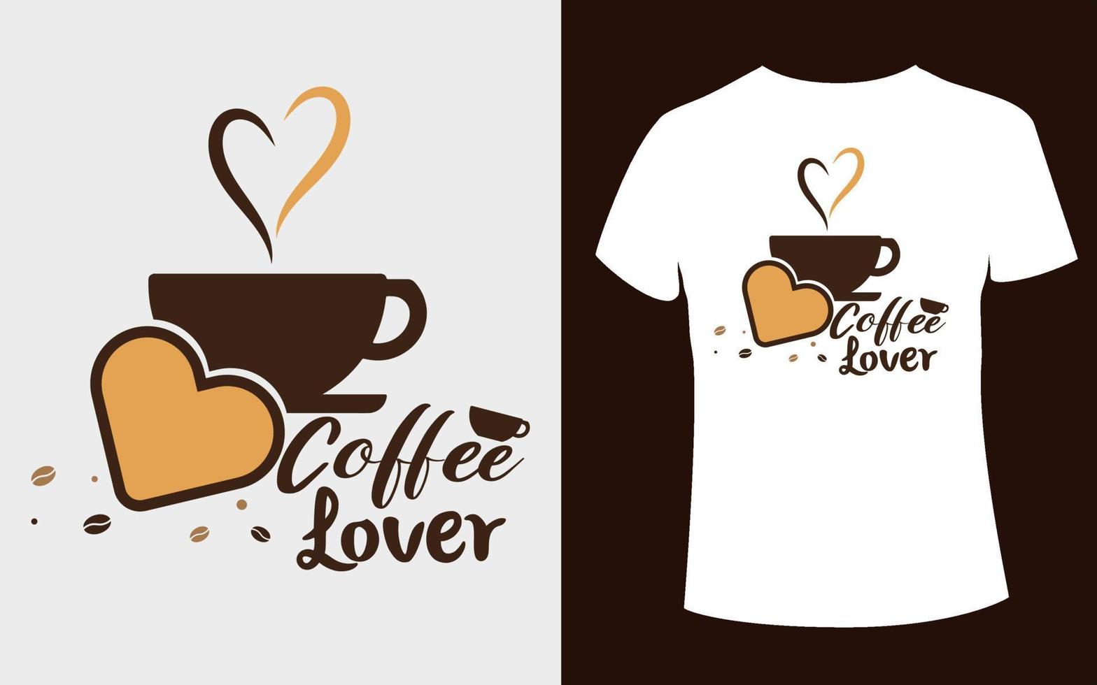 diseño de camiseta de amante del café con vector de café