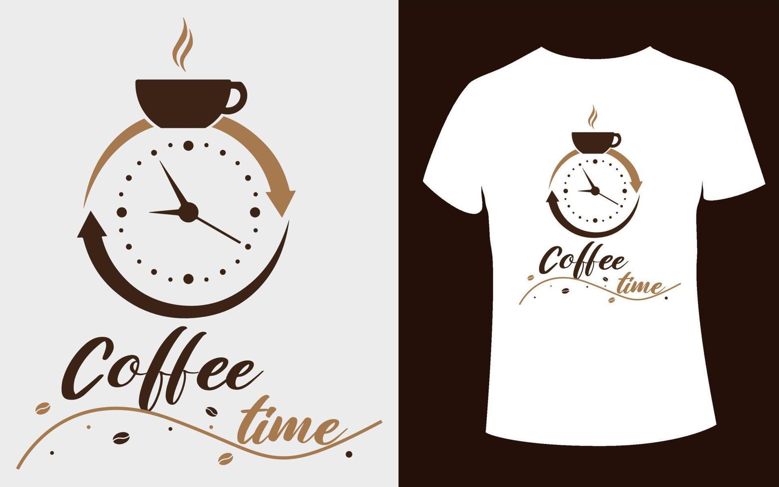 diseño de camiseta de hora de café con vector de café