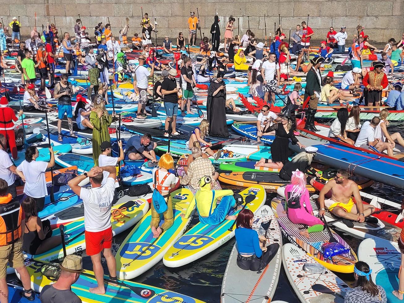 St Petersburg, Russia, 2022 - Seven's International SUP Festival brought six thousand people in one place and broke world record photo