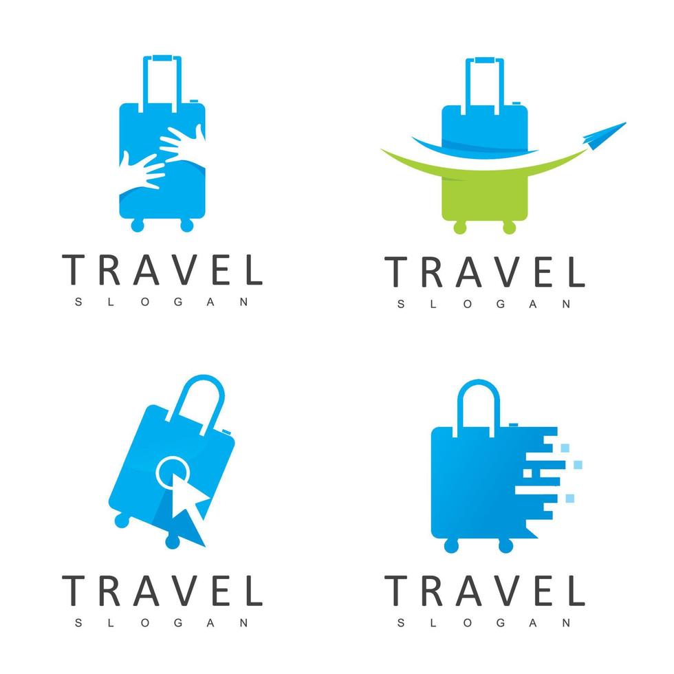 plantilla de diseño de logotipo de viaje y viaje, bolsa de viaje de movimiento rápido vector