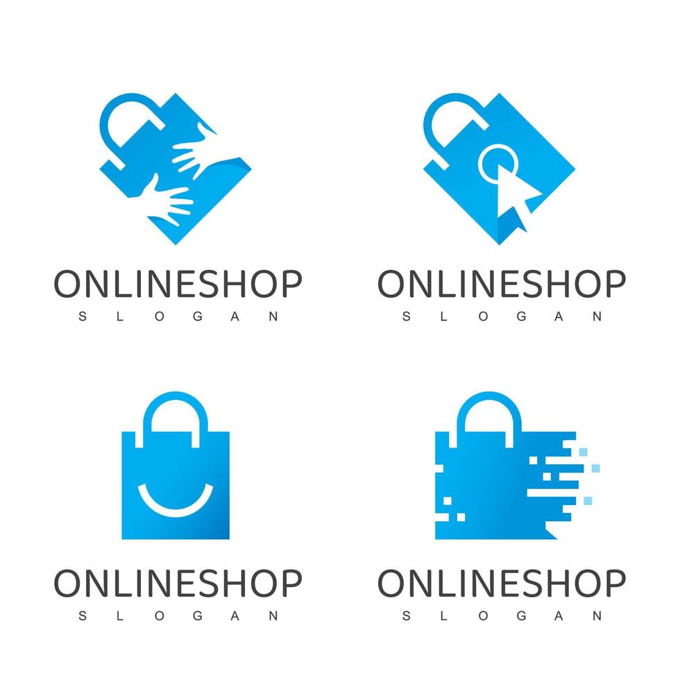 Online Shop Logo Design Template. Shopping Bag Vector Design. Digital Market Symbol