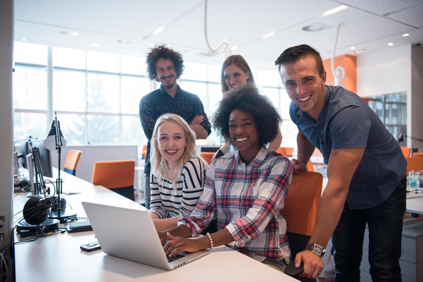 Multiethnic startup business team photo