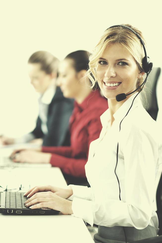 business woman group with headphones photo