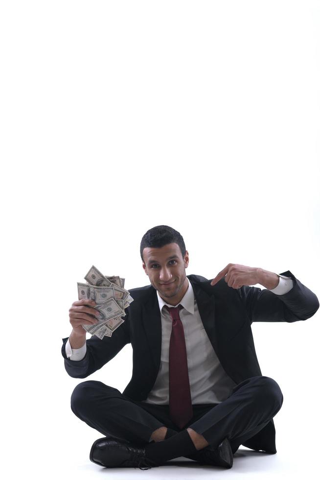 Business man holding money photo