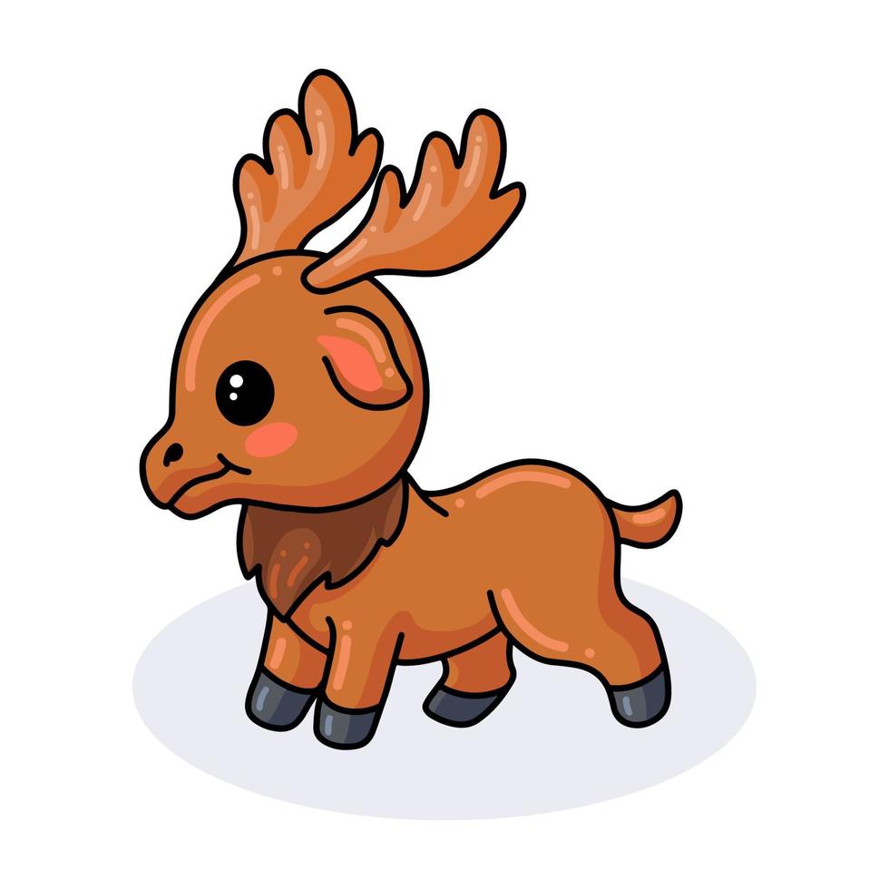 Cute little moose cartoon posing vector