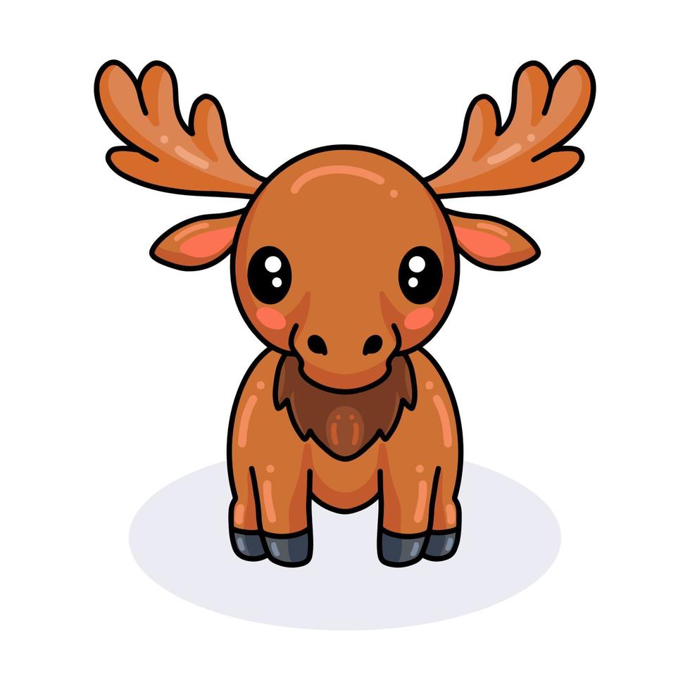 Cute little moose cartoon posing vector