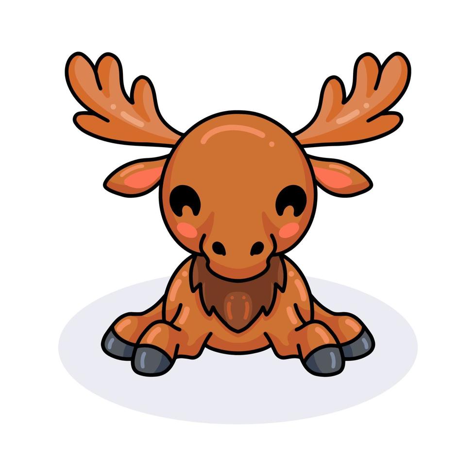 Cute little moose cartoon sitting vector