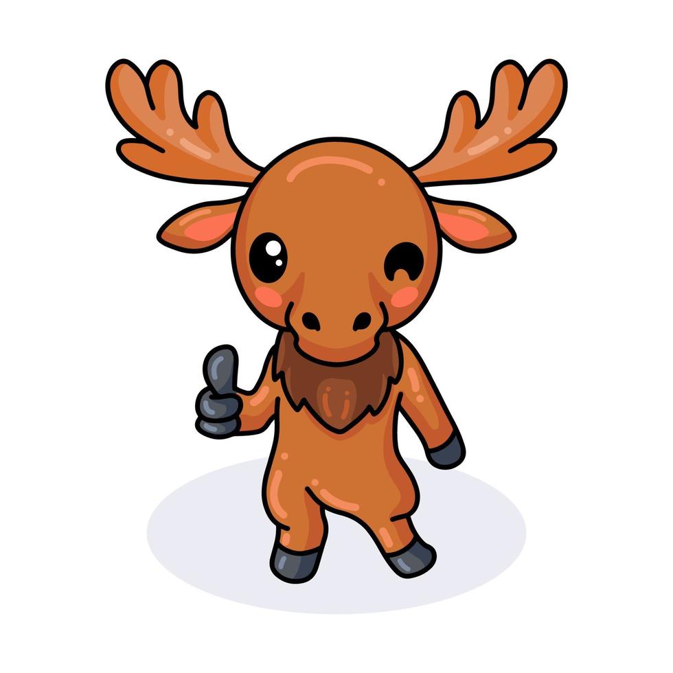 Cute little moose cartoon giving thumb up vector