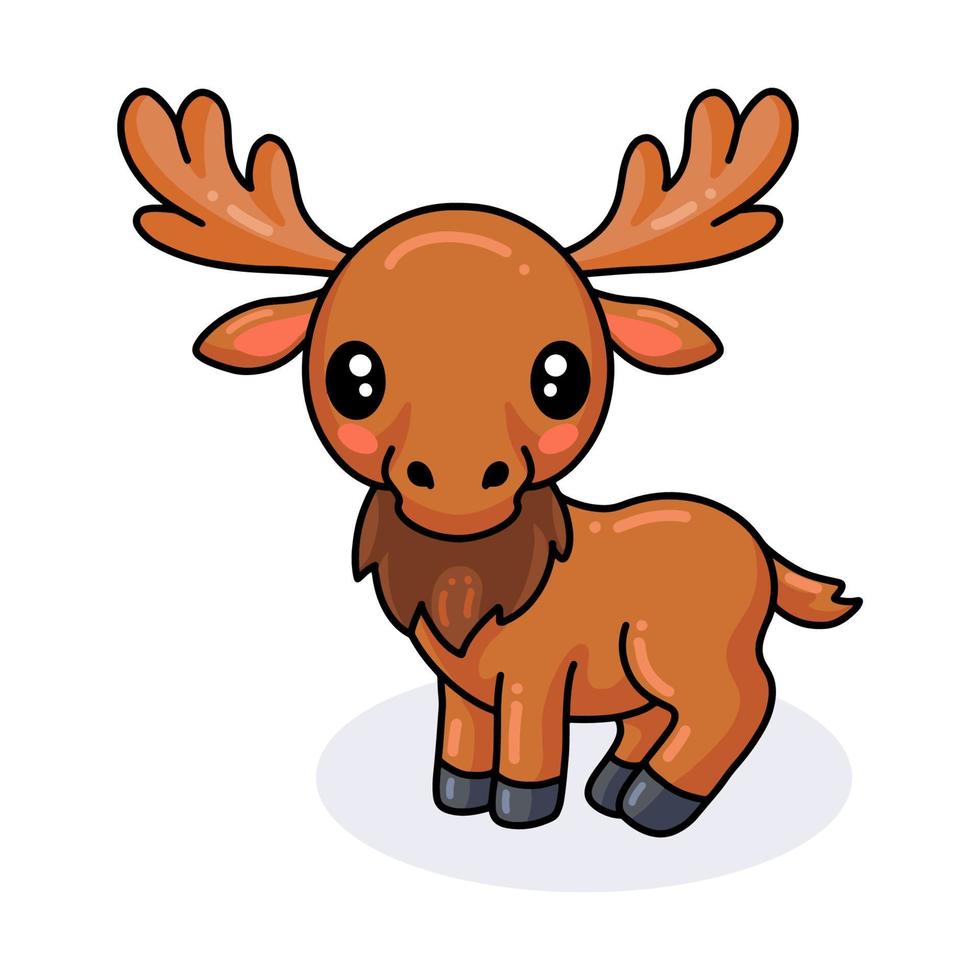 Cute little moose cartoon posing vector