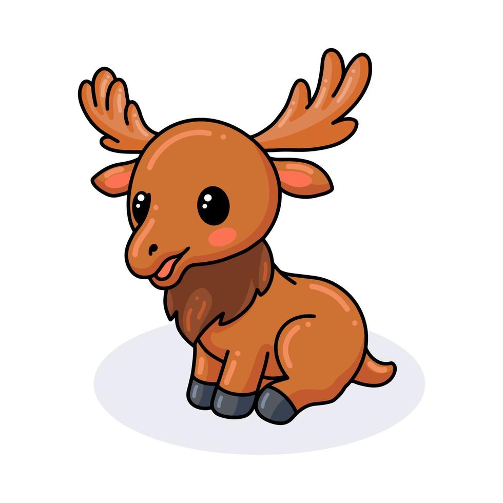 Cute little moose cartoon sitting vector