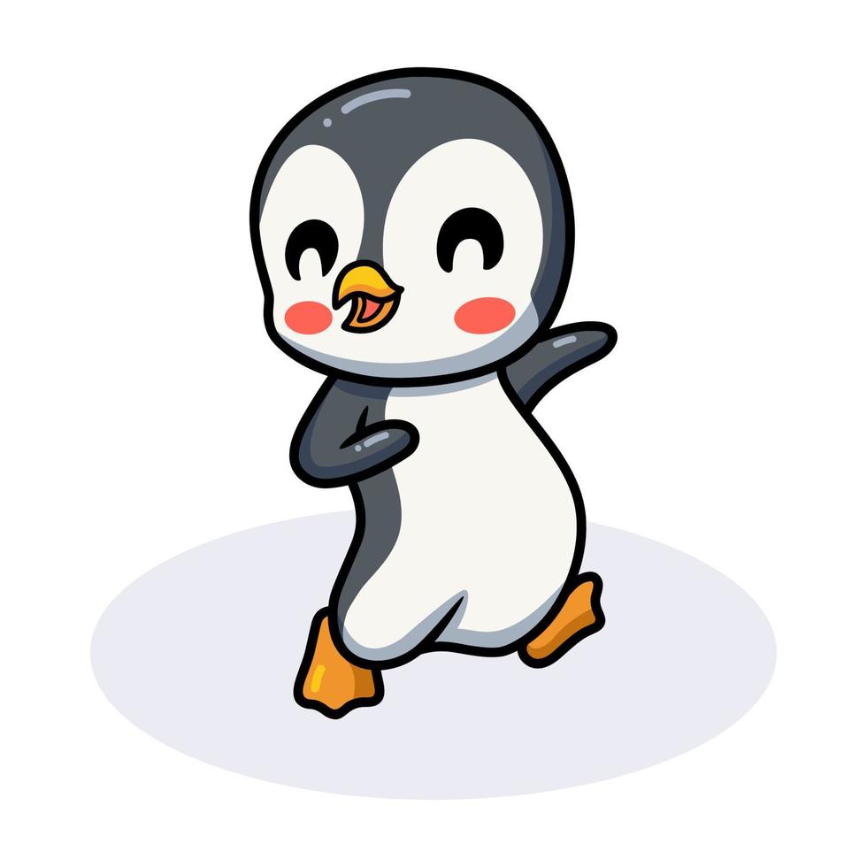 Cute little penguin cartoon posing vector