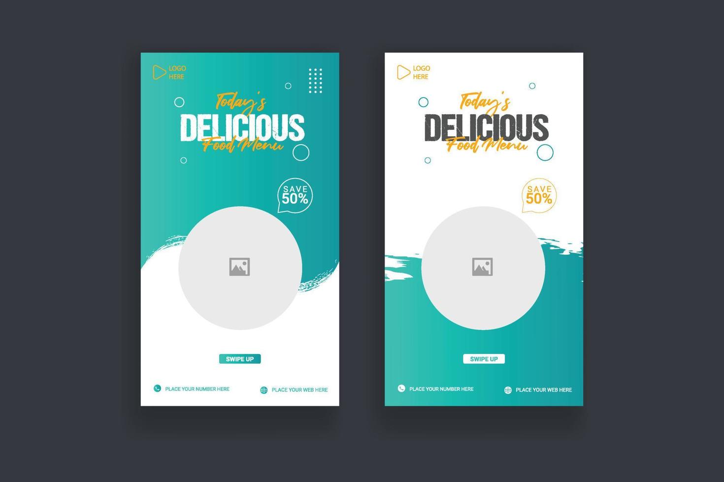 diseño de plantilla de publicación de historia de redes sociales de alimentos. adecuado para publicación en redes sociales restaurante y promoción culinaria vector