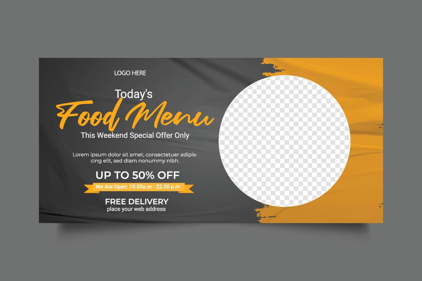 Creative fast food business promotion web banner template design, Restaurant healthy burger online sale social media marketing cover or flyer bundle template design vector