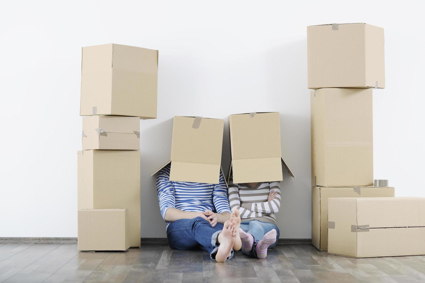 Young couple moving in new home photo