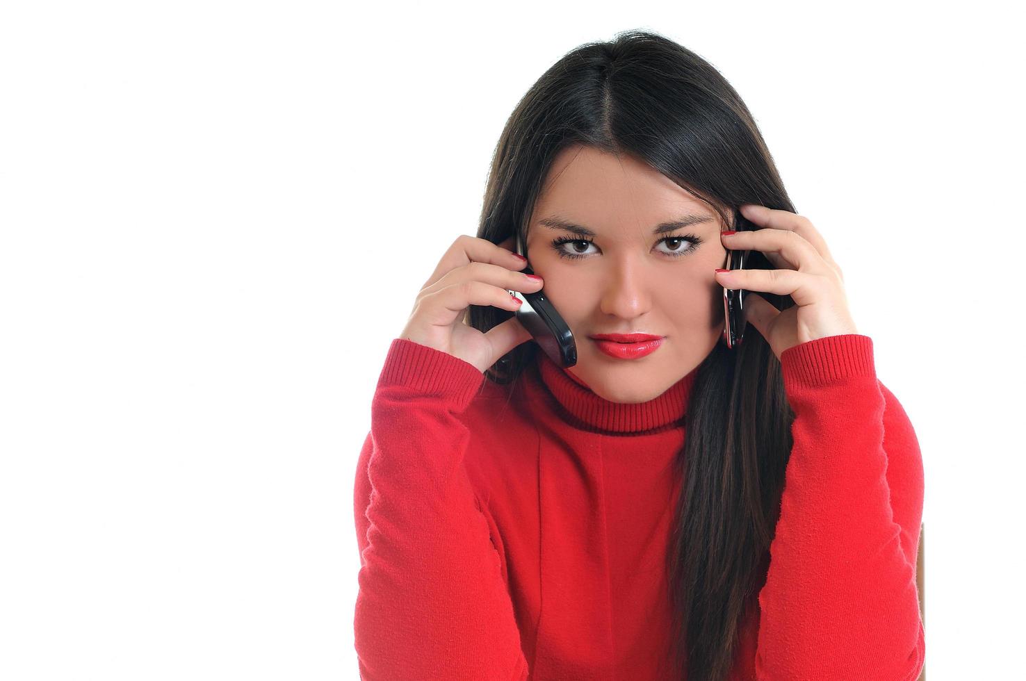 mujer vestida de rojo foto