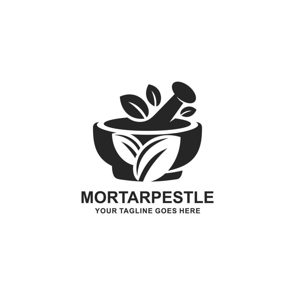 Mortar and pestle pharmacy logo vector