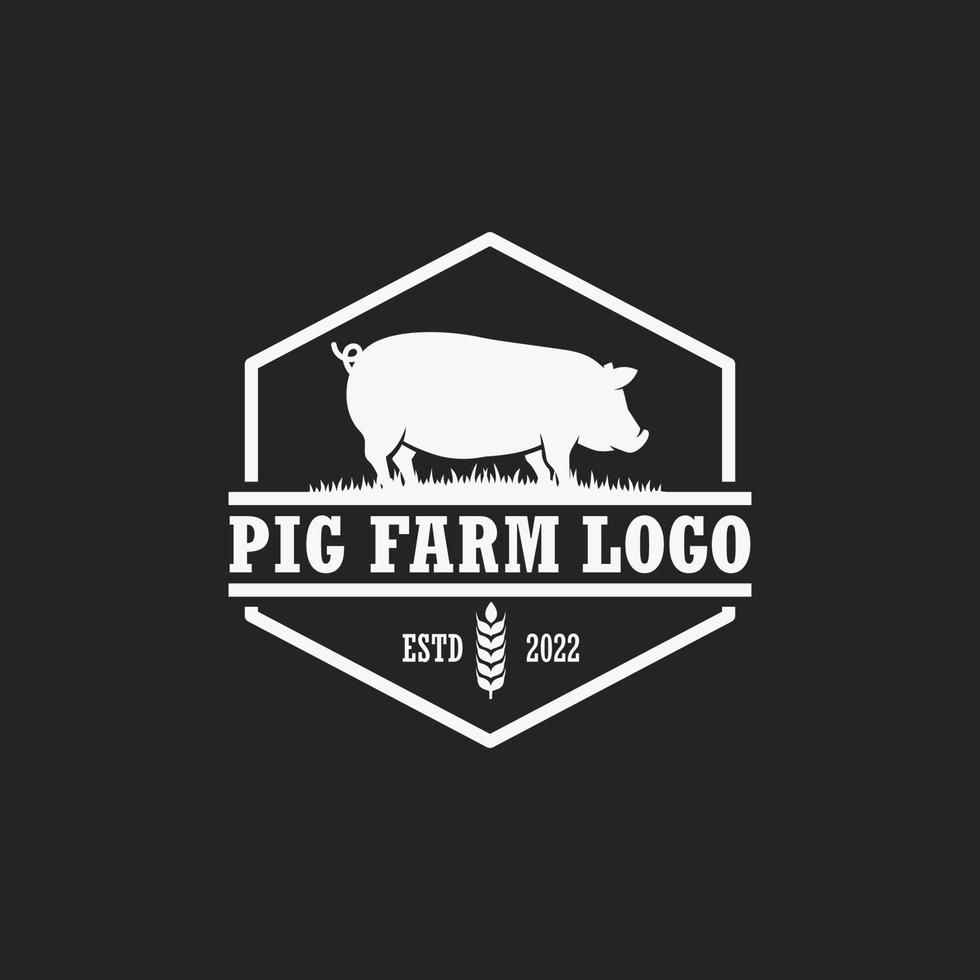 Pig farm logo vector. Cattle farm logo vector