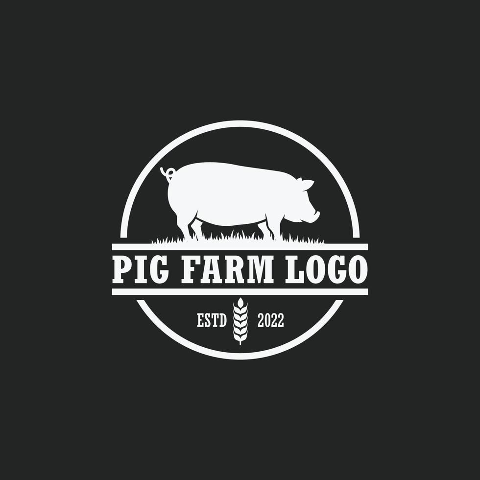 Pig farm logo vector. Cattle farm logo vector