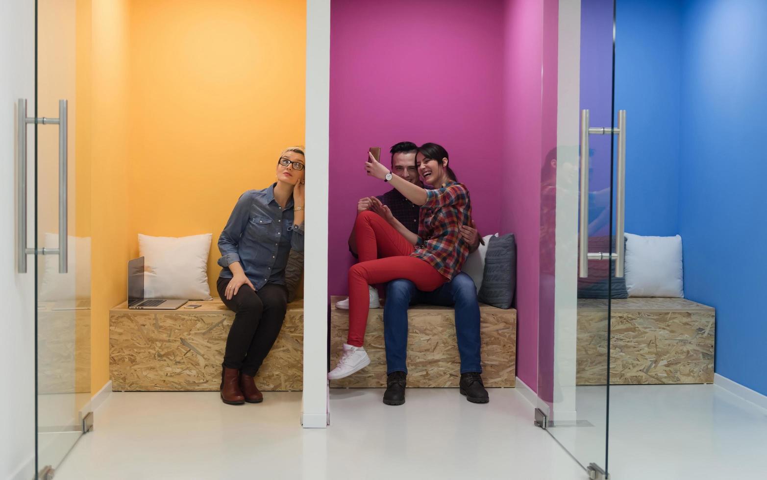 group of business people in creative working  space photo