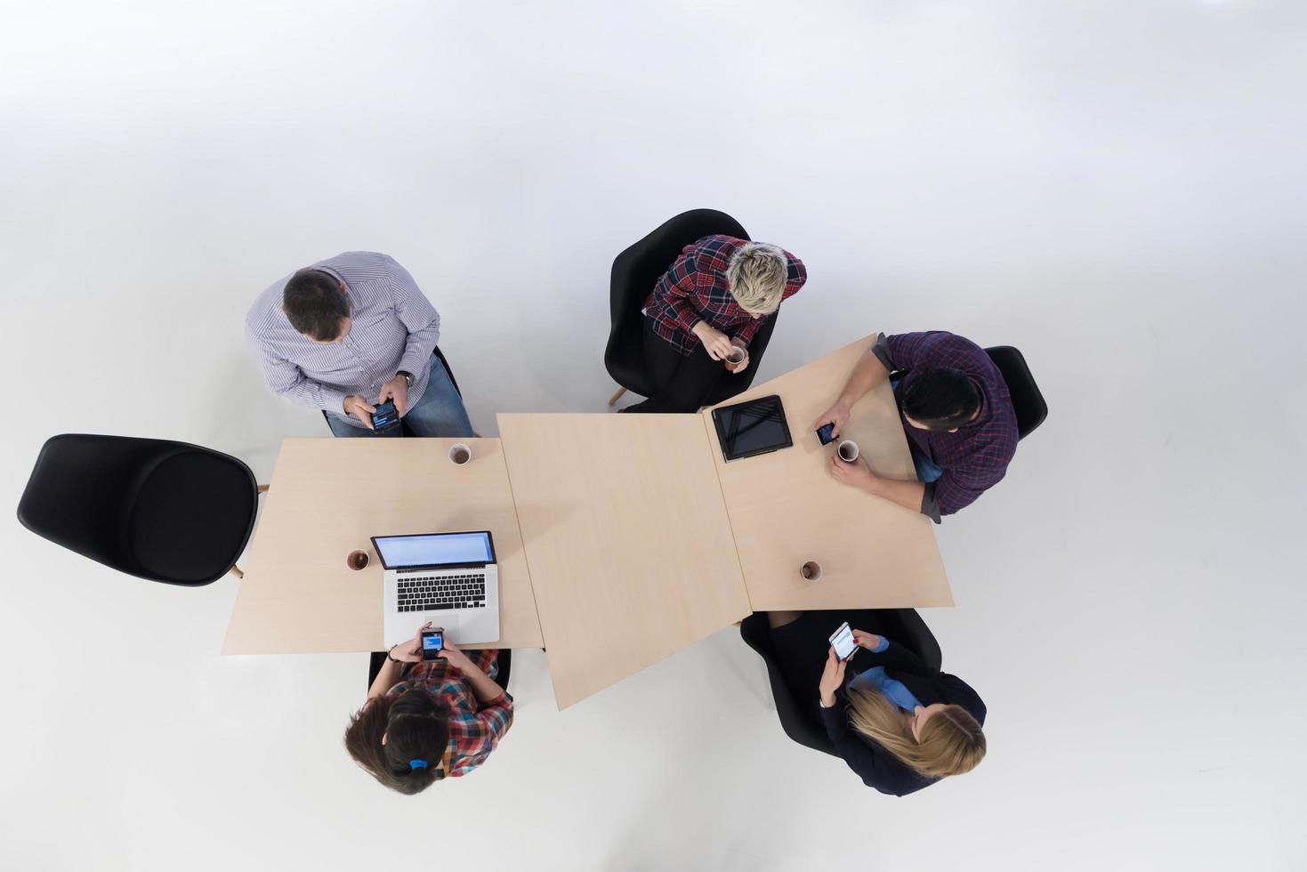 aerial view of business people group on meeting photo