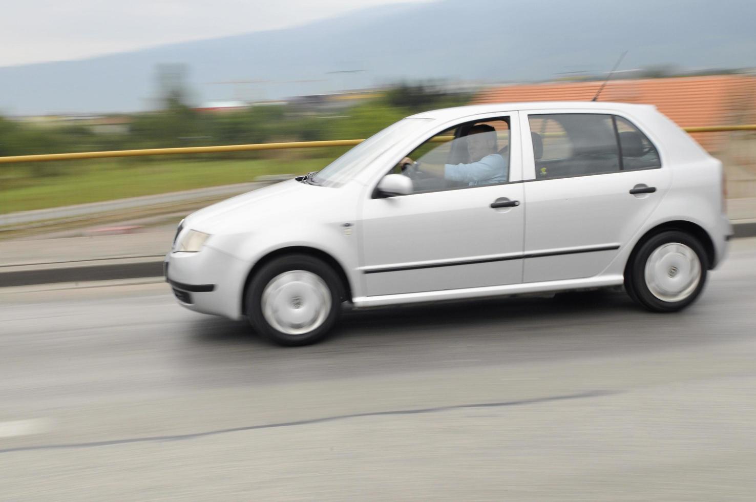 Fast car moving with motion blur photo