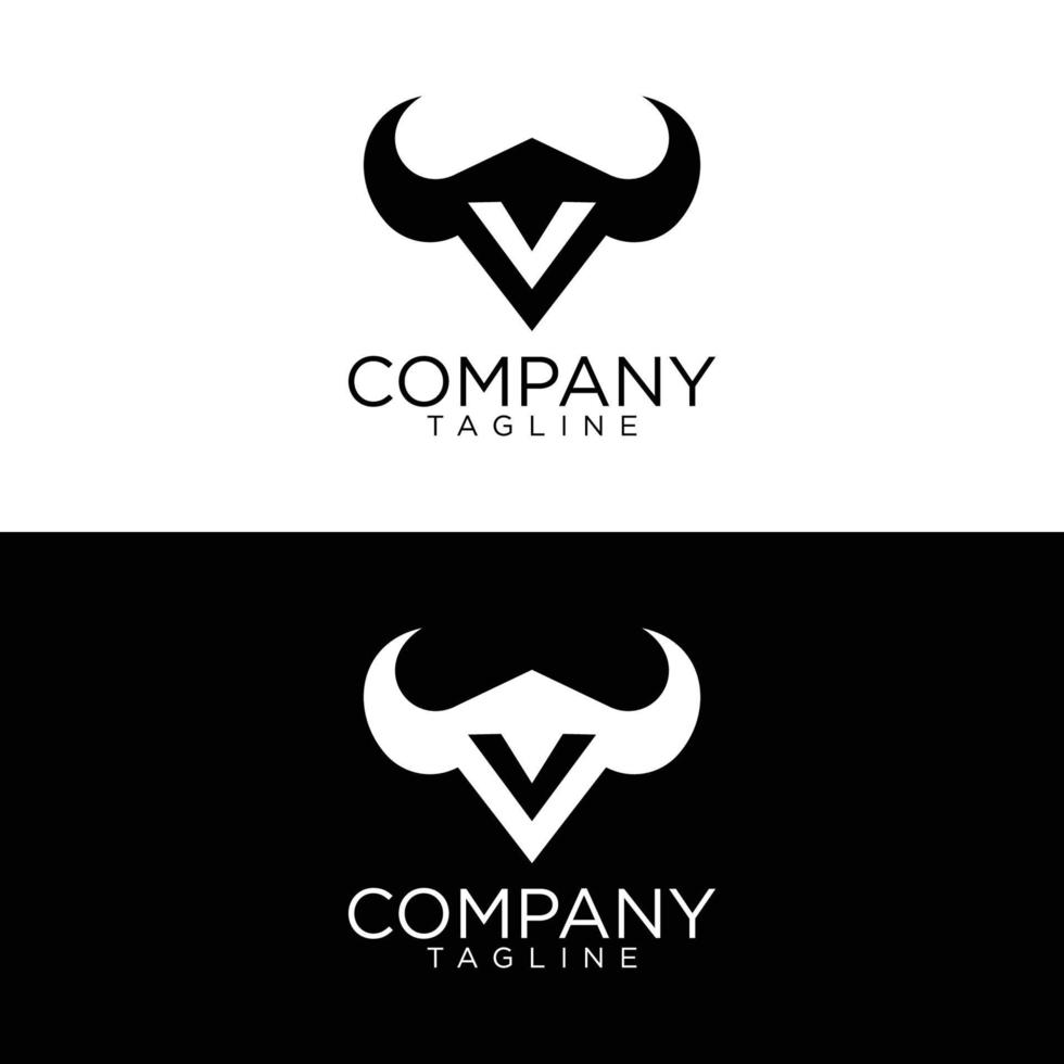 v diseño de logotipo de toro y plantillas de vectores premium