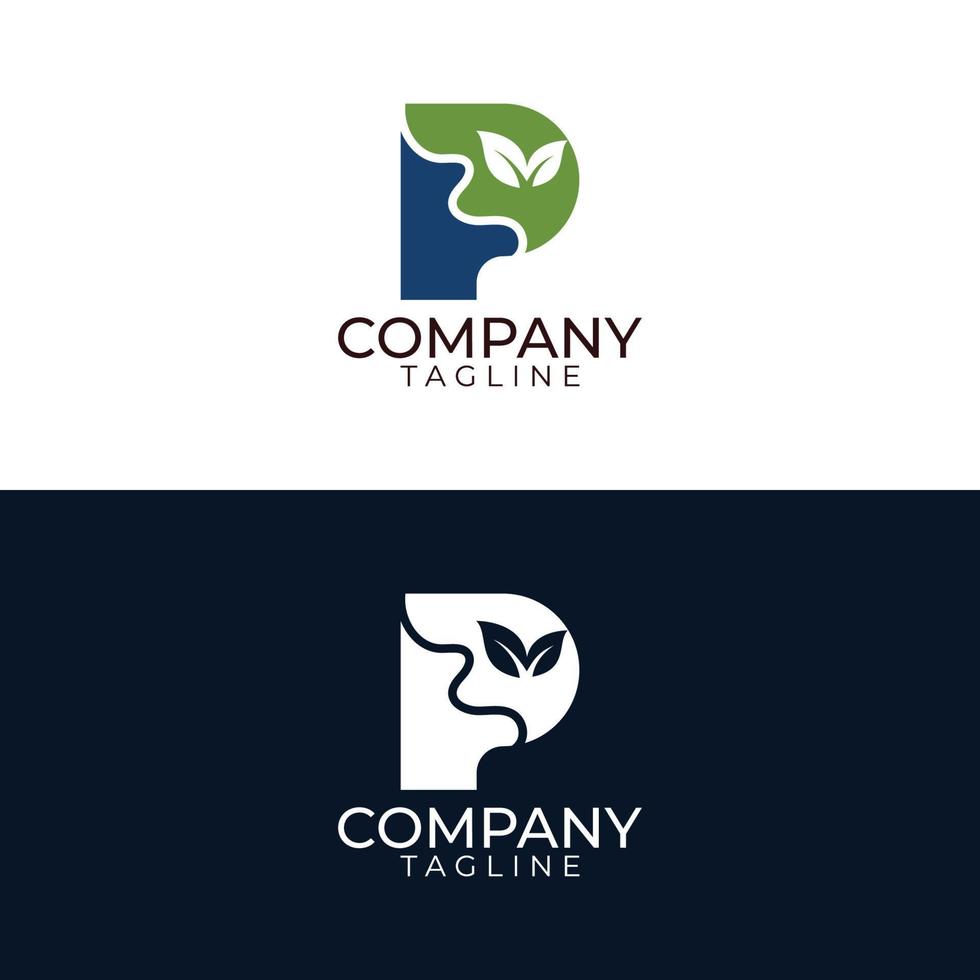 p leaf logo design and premium vector templates