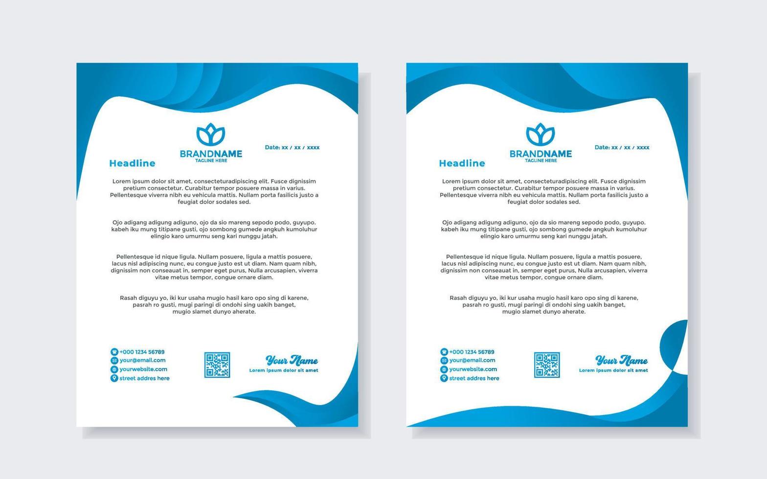 modern elegant of letterhead template for stationary design for business corporation with blue color editable format vector