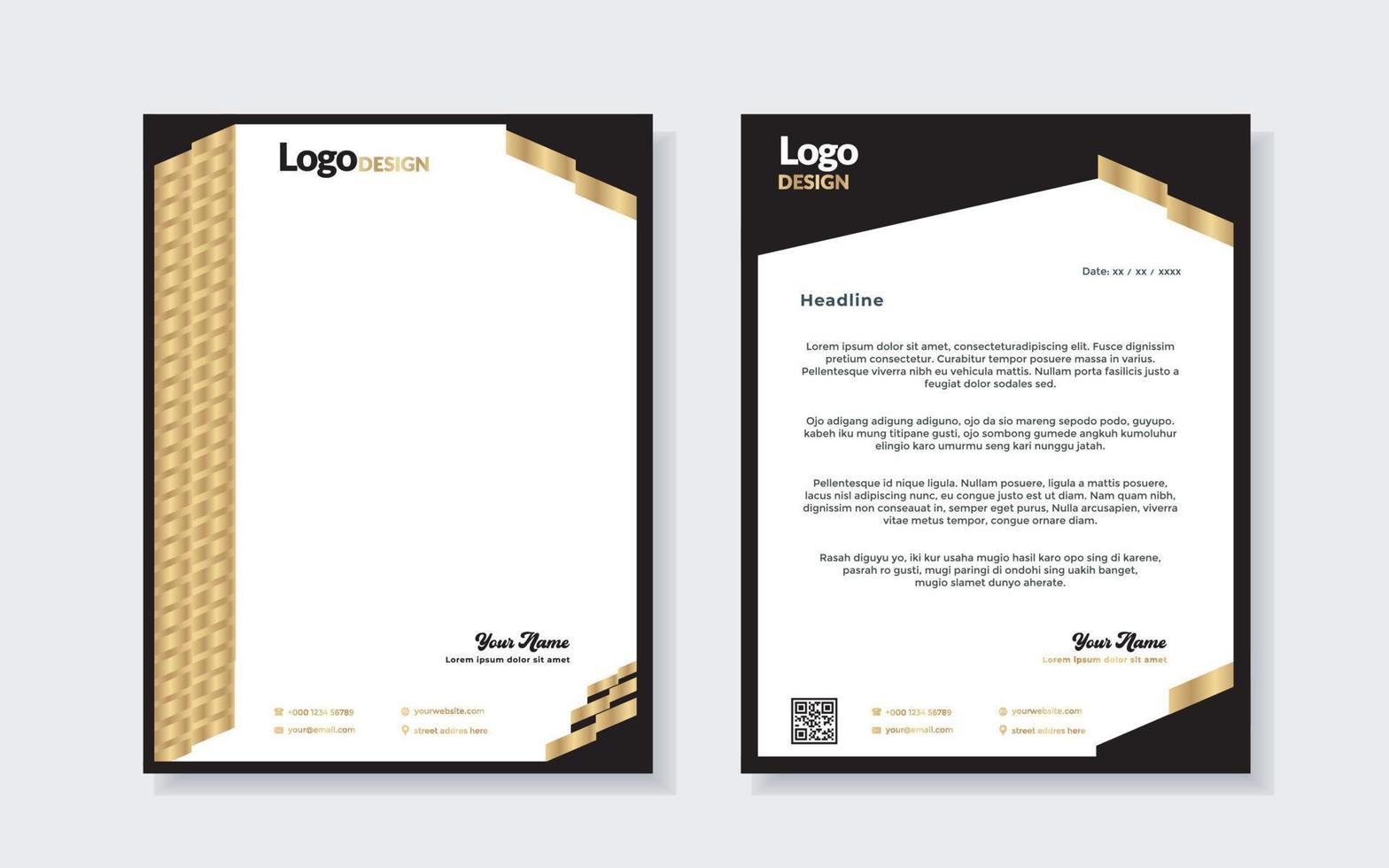 gold luxury letterhead design template for company stationery design