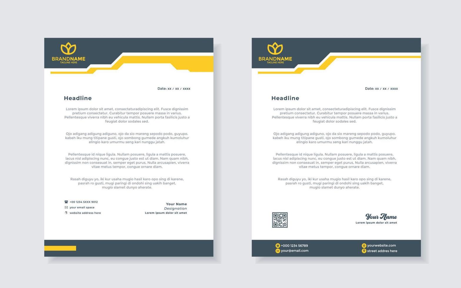 set of modern letterhead template for stationery design all business corporate company. vector format editable A4. for download.