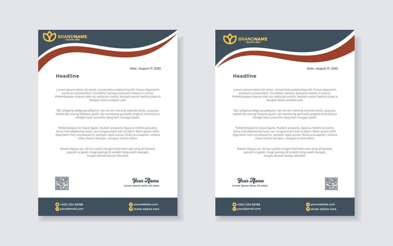 set of modern letterhead template for stationery design all business corporate company. vector format editable A4. for download.
