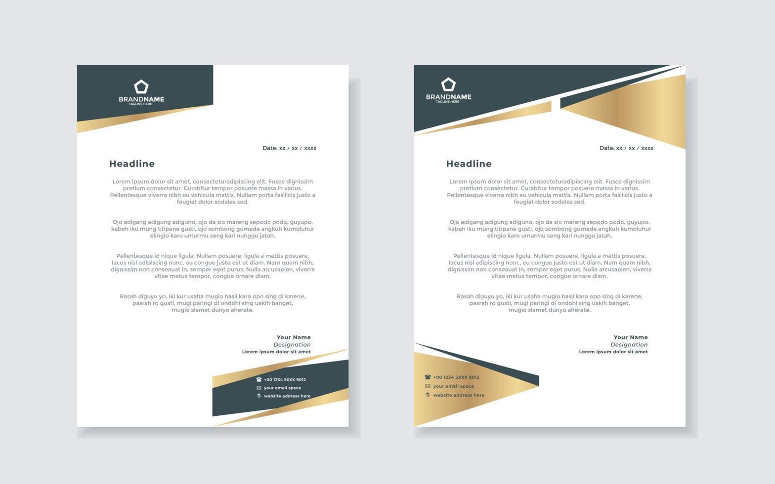 gold luxury letterhead design template for company stationery design
