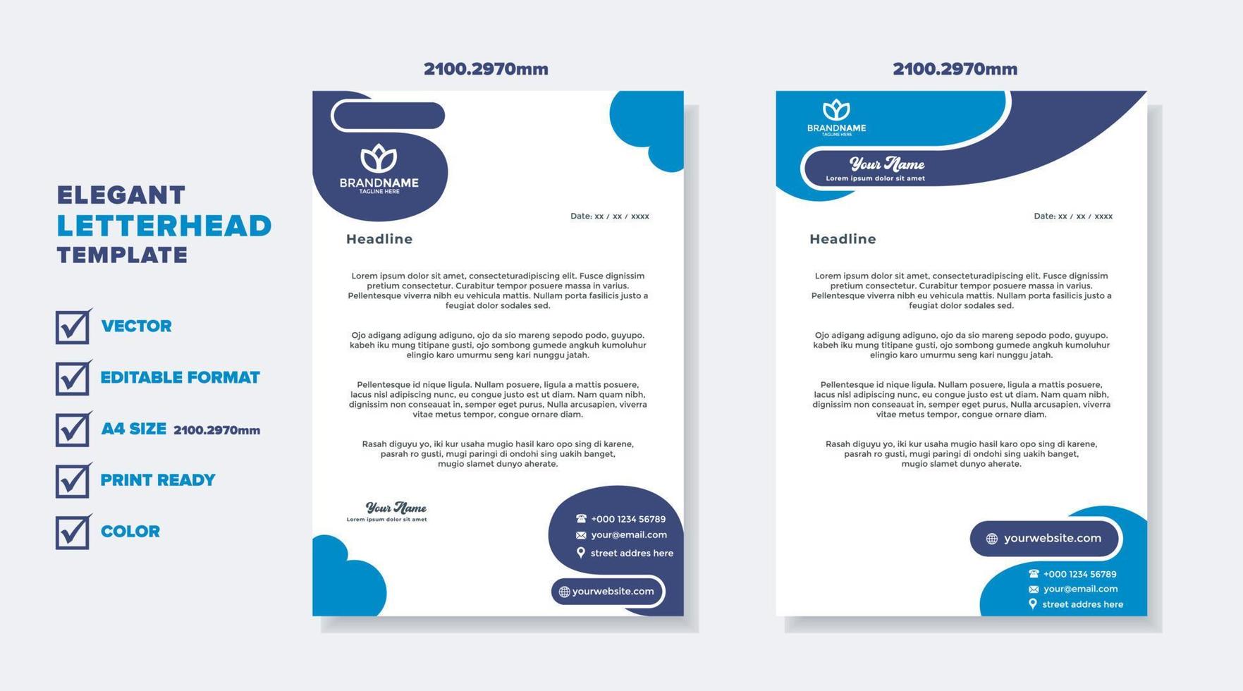 set of modern letterhead template for stationery design all business corporate company. vector format editable A4. for download.