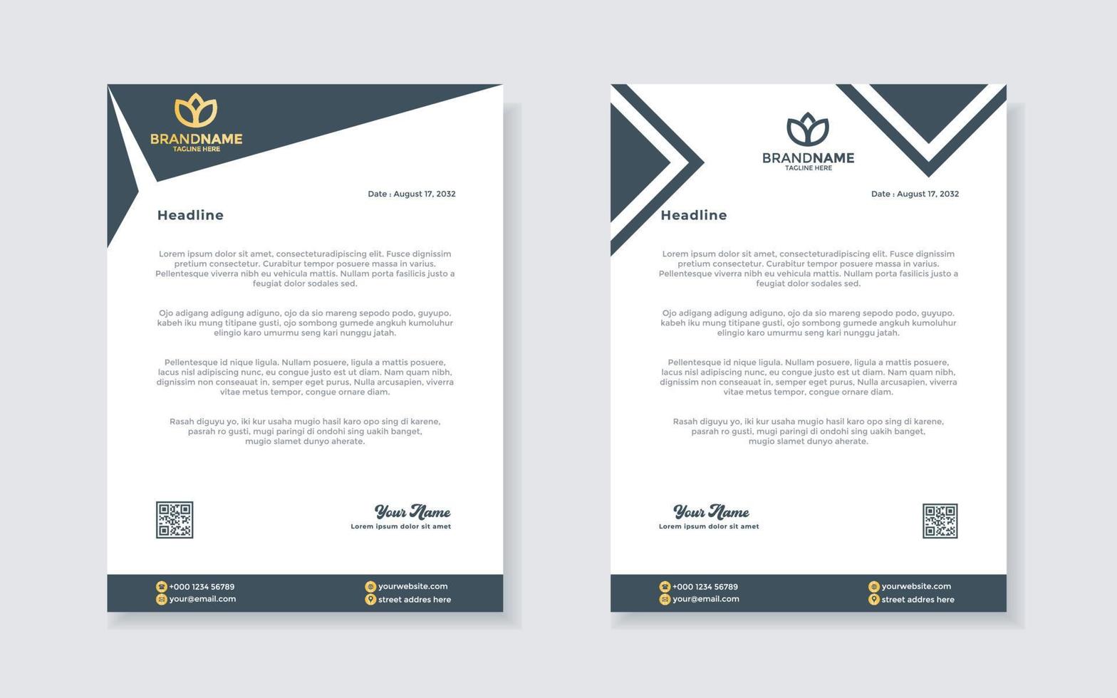 set of modern letterhead template for stationery design all business corporate company. vector format editable A4. for download.