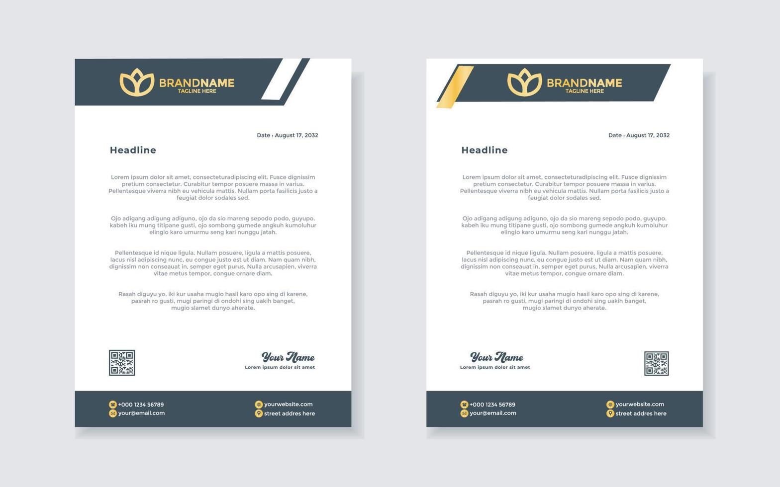 set of modern letterhead template for stationery design all business corporate company. vector format editable A4. for download.