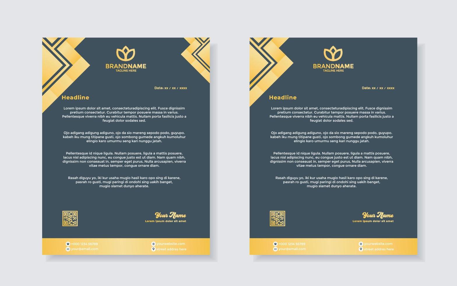 luxury golden letterhead design template for stationary for business corporation editable format vector