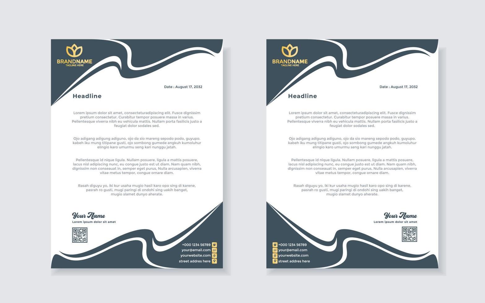 set of modern letterhead template for stationery design all business corporate company. vector format editable A4. for download.
