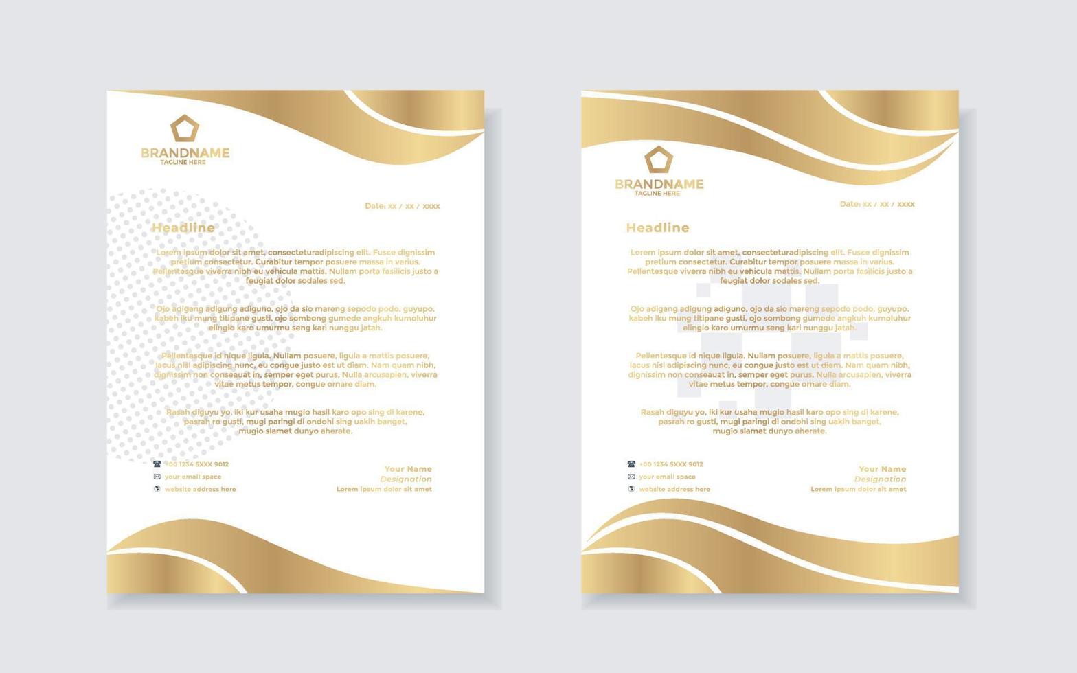 gold luxury letterhead design template for company stationery design vector