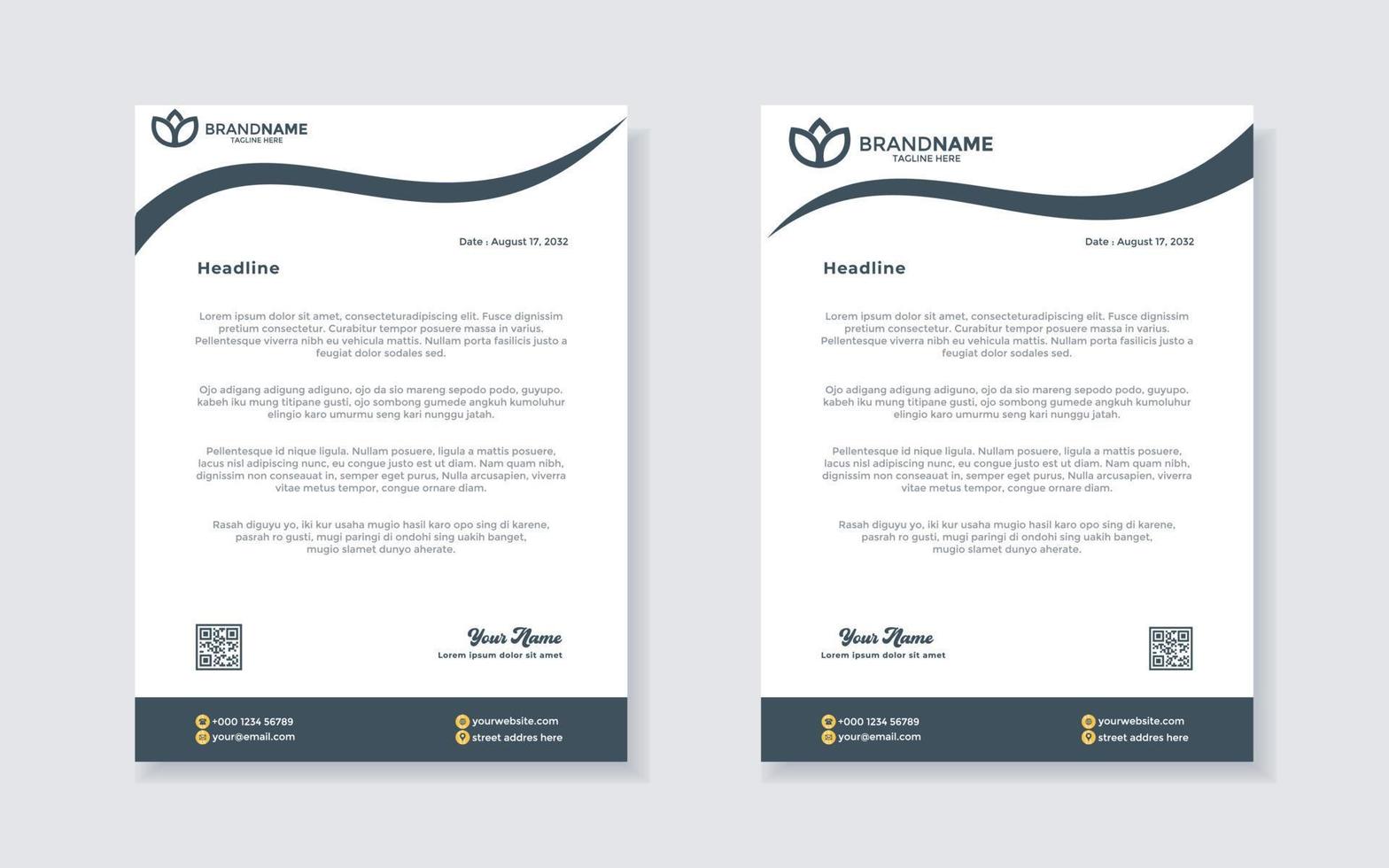 set of modern letterhead template for stationery design all business corporate company. vector format editable A4. for download.